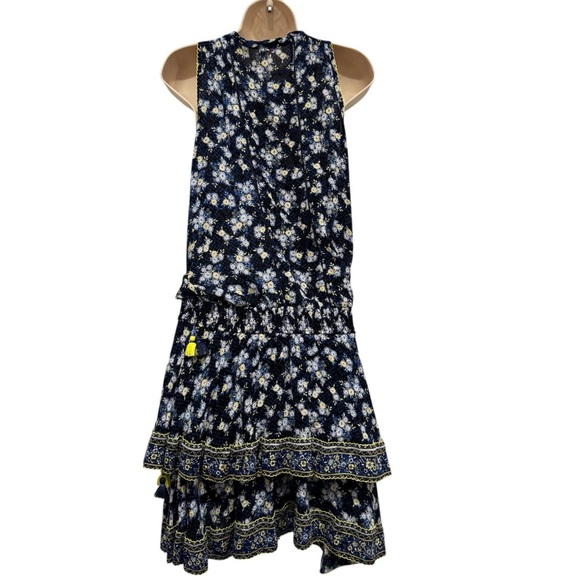 Poupette St. Barth Amora Floral Mini Dress Size S Tiered Tassels Coastal Boho - Picture 6 of 11